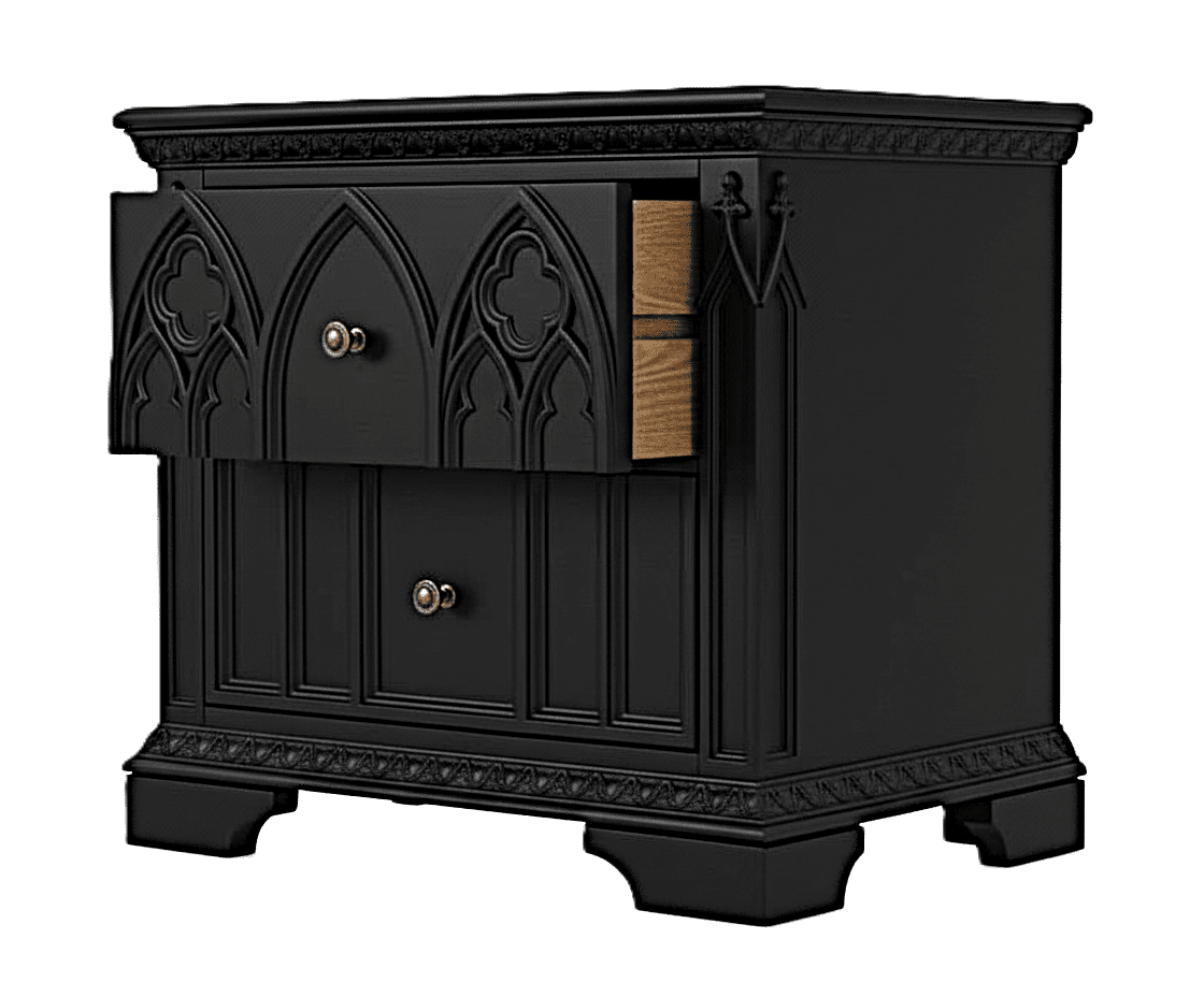 Blackspire Gothic Hand - Carved Solid Wood Platform Bed & Bedroom Collection – handcrafted solid wood furniture