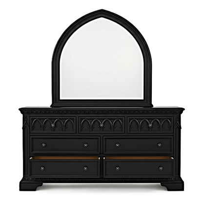 Blackspire Gothic Hand - Carved Solid Wood Platform Bed & Bedroom Collection – handcrafted solid wood furniture