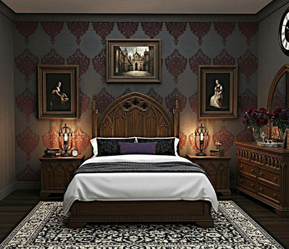 Blackspire Gothic Hand - Carved Solid Wood Platform Bed & Bedroom Collection – handcrafted solid wood furniture