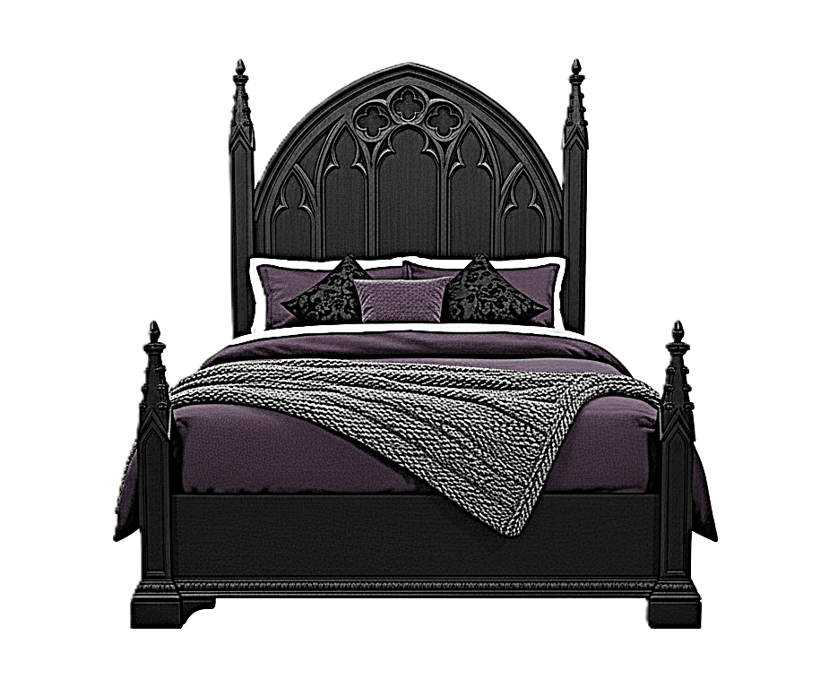 Blackspire Gothic Hand - Carved Solid Wood Platform Bed & Bedroom Collection – handcrafted solid wood furniture
