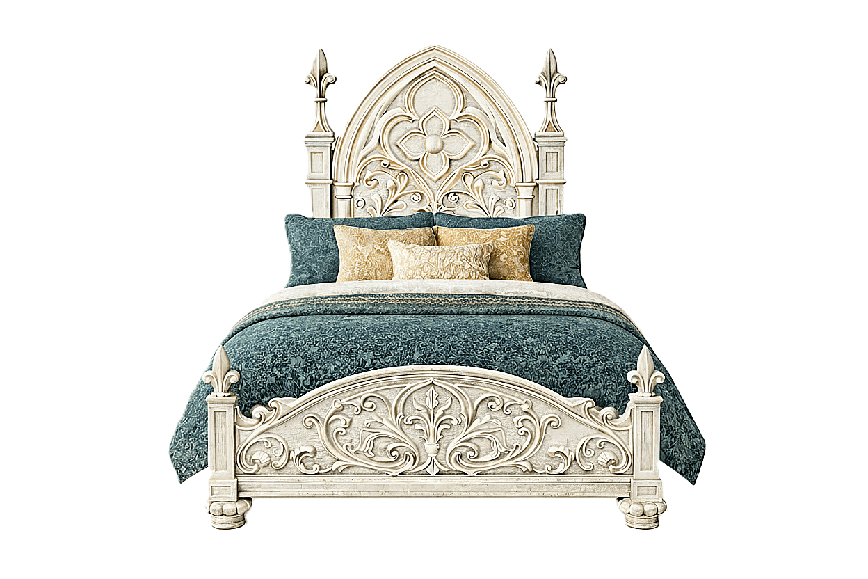 Blackthorn™ Gothic Hand - Carved Solid Wood Platform Bed & Bedroom Collection – handcrafted solid wood furniture