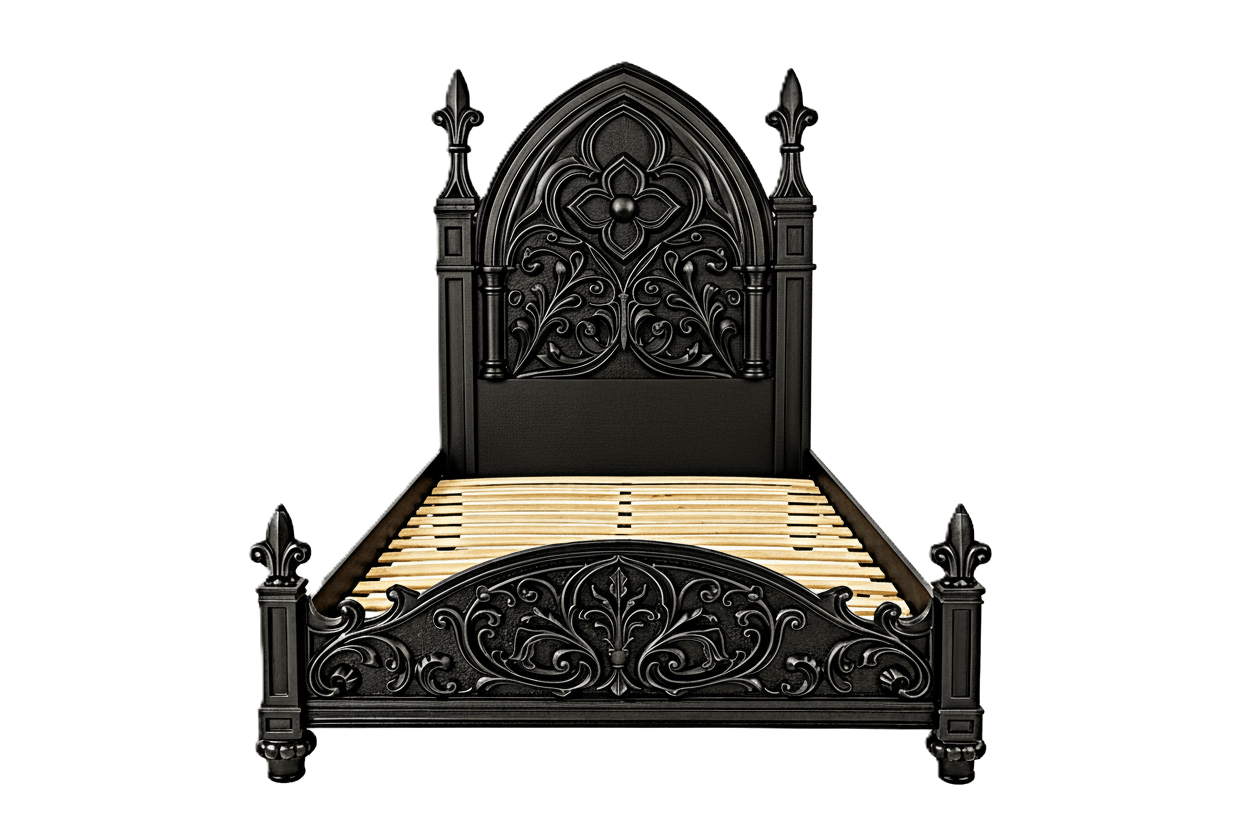 Blackthorn™ Gothic Hand - Carved Solid Wood Platform Bed & Bedroom Collection – handcrafted solid wood furniture