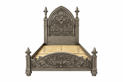 Blackthorn™ Gothic Hand - Carved Solid Wood Platform Bed & Bedroom Collection – handcrafted solid wood furniture