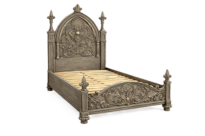 Blackthorn™ Gothic Hand - Carved Solid Wood Platform Bed & Bedroom Collection – handcrafted solid wood furniture