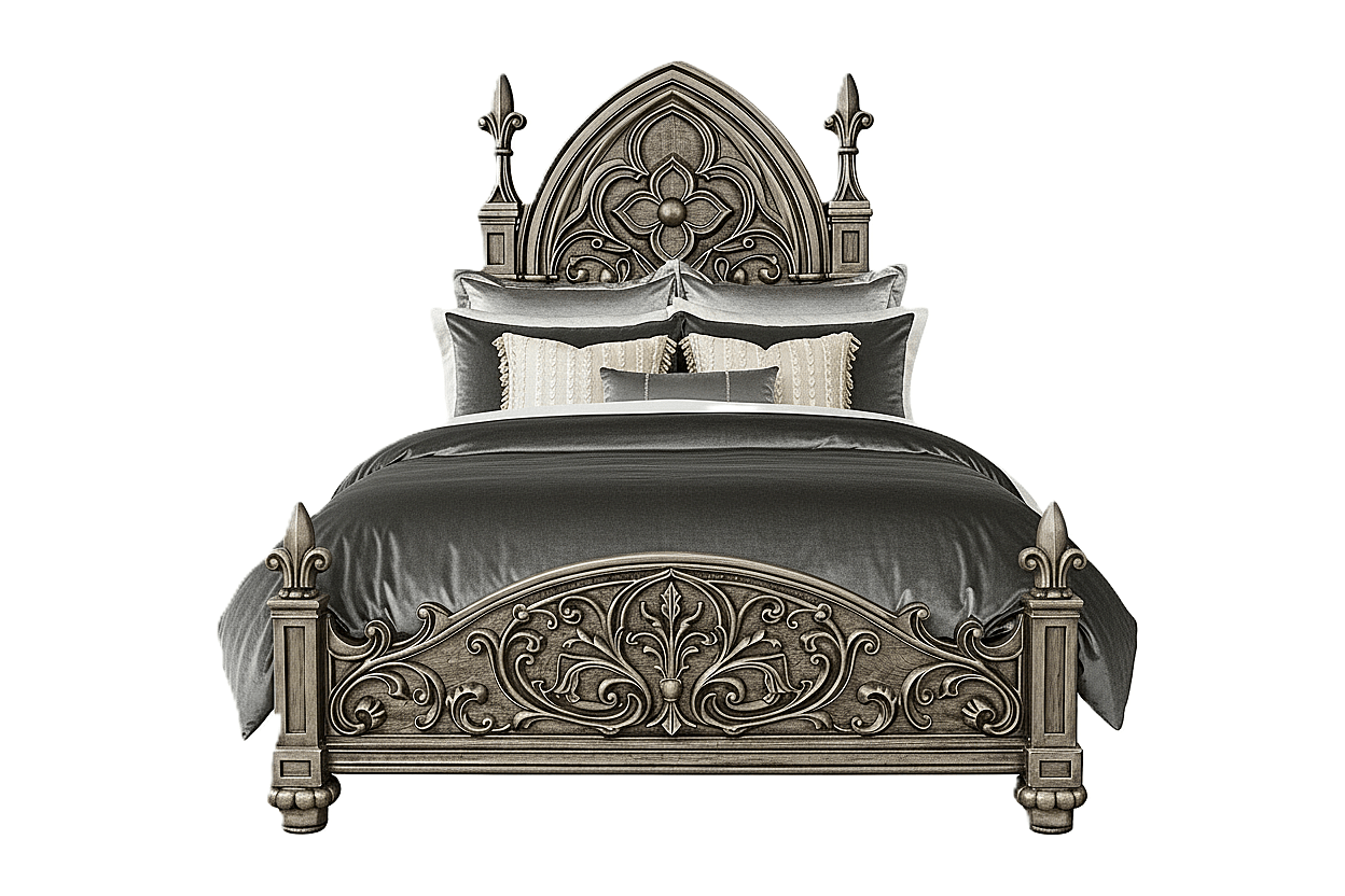 Blackthorn™ Gothic Hand - Carved Solid Wood Platform Bed & Bedroom Collection – handcrafted solid wood furniture