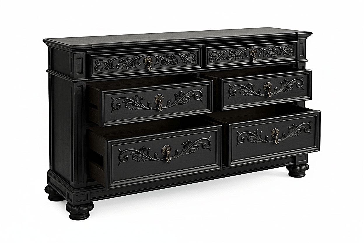 Blackthorn™ Gothic Hand - Carved Solid Wood Platform Bed & Bedroom Collection – handcrafted solid wood furniture