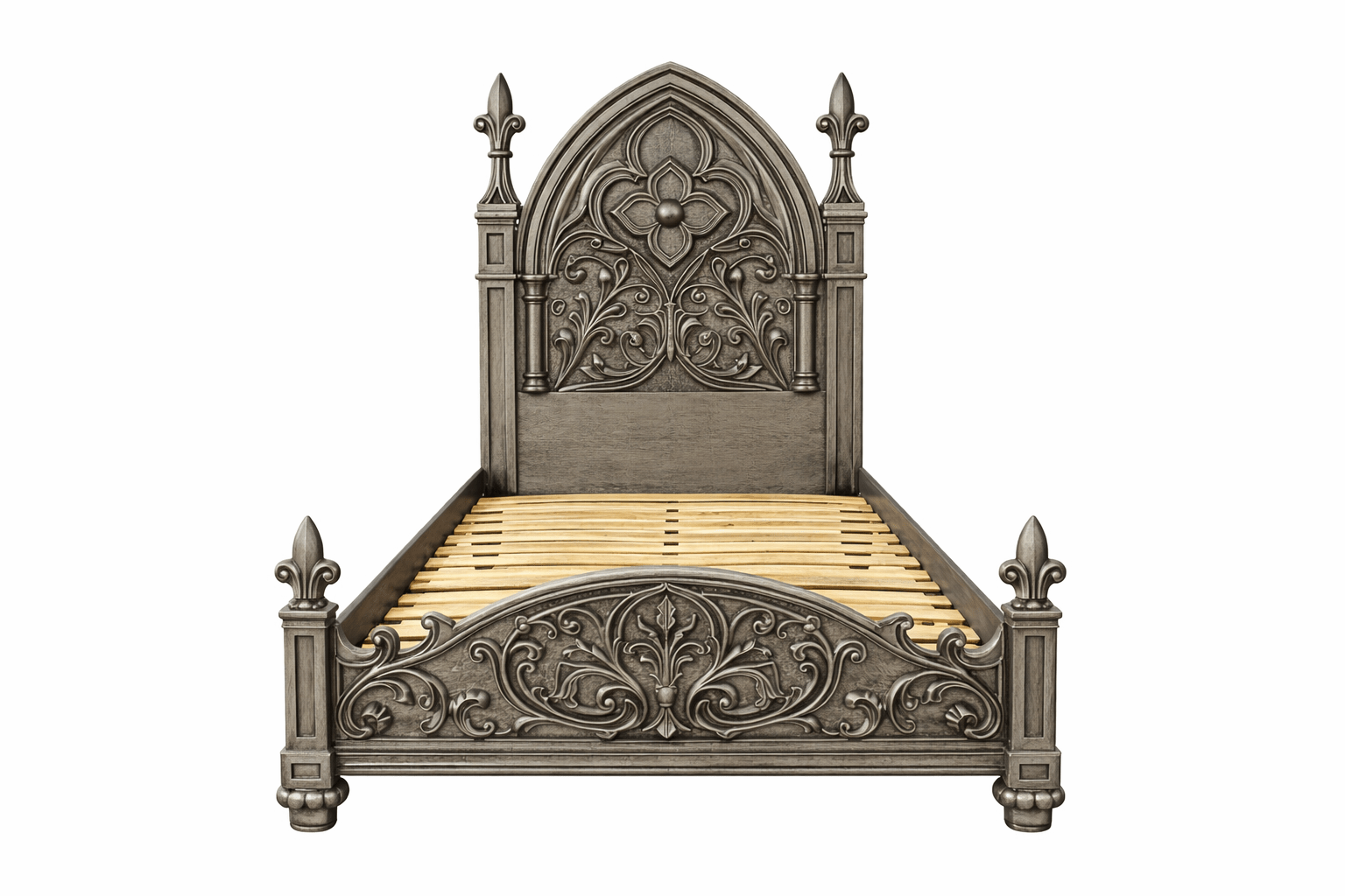 Blackthorn™ Gothic Hand - Carved Solid Wood Platform Bed & Bedroom Collection – handcrafted solid wood furniture