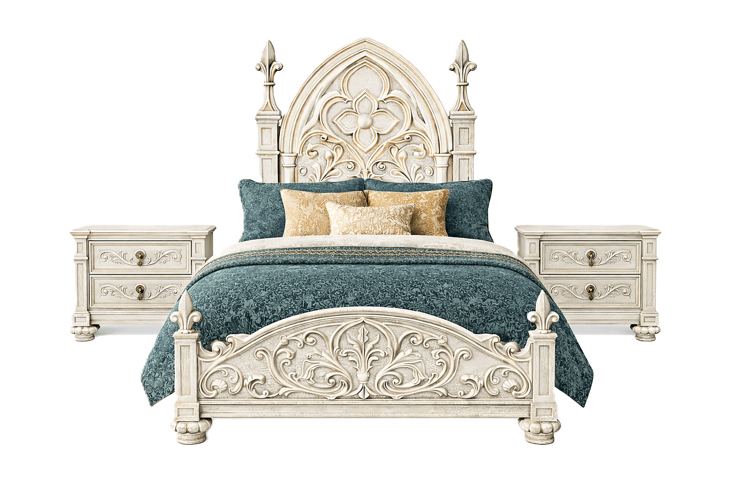 Blackthorn™ Gothic Hand - Carved Solid Wood Platform Bed & Bedroom Collection – handcrafted solid wood furniture