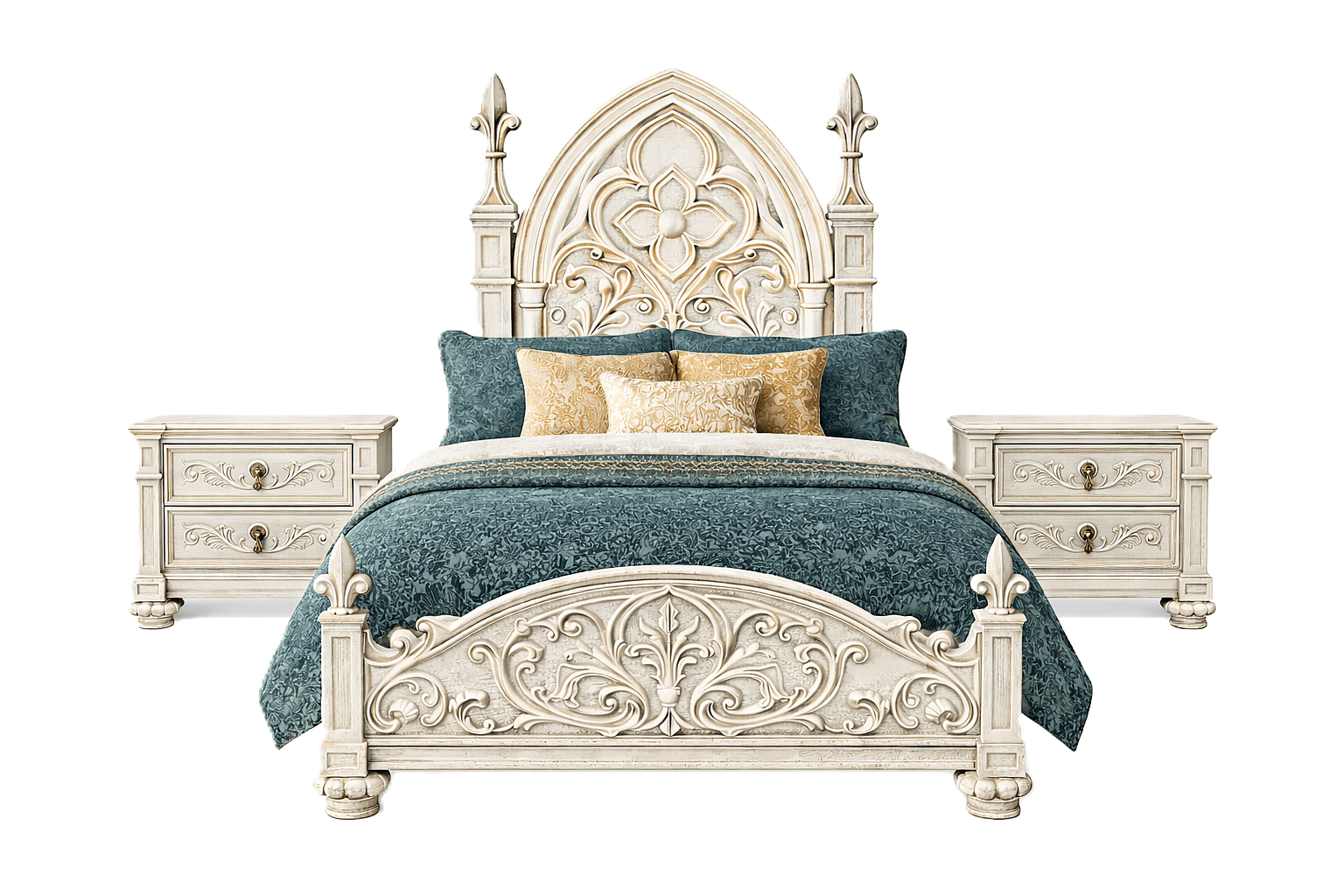 Blackthorn™ Gothic Hand - Carved Solid Wood Platform Bed & Bedroom Collection – handcrafted solid wood furniture