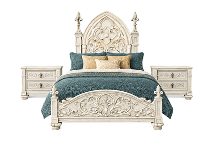Blackthorn™ Gothic Hand - Carved Solid Wood Platform Bed & Bedroom Collection – handcrafted solid wood furniture