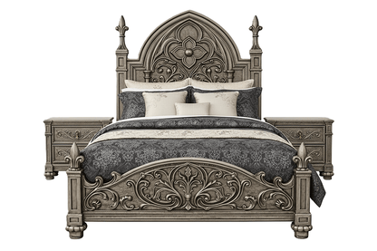 Blackthorn™ Gothic Hand - Carved Solid Wood Platform Bed & Bedroom Collection – handcrafted solid wood furniture