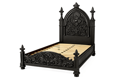 Blackthorn™ Gothic Hand - Carved Solid Wood Platform Bed & Bedroom Collection – handcrafted solid wood furniture