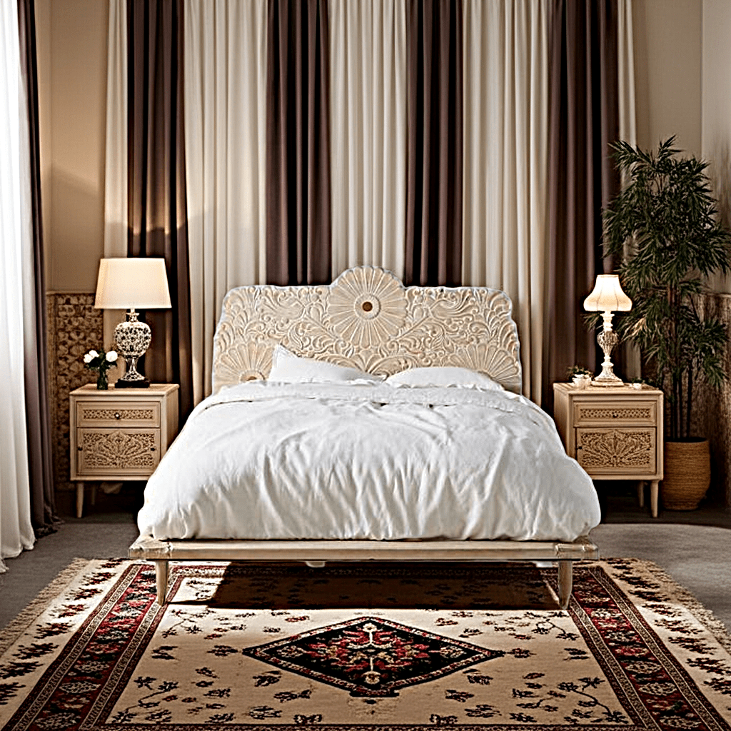 Bohemian Style Hand carved Indian Wooden Floral Platform Bed – handcrafted solid wood furniture