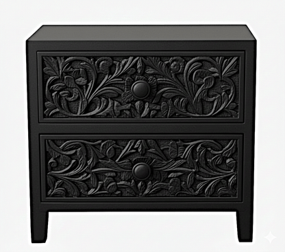 Bohemian Style Hand carved Indian Wooden Floral Platform Bed – handcrafted solid wood furniture