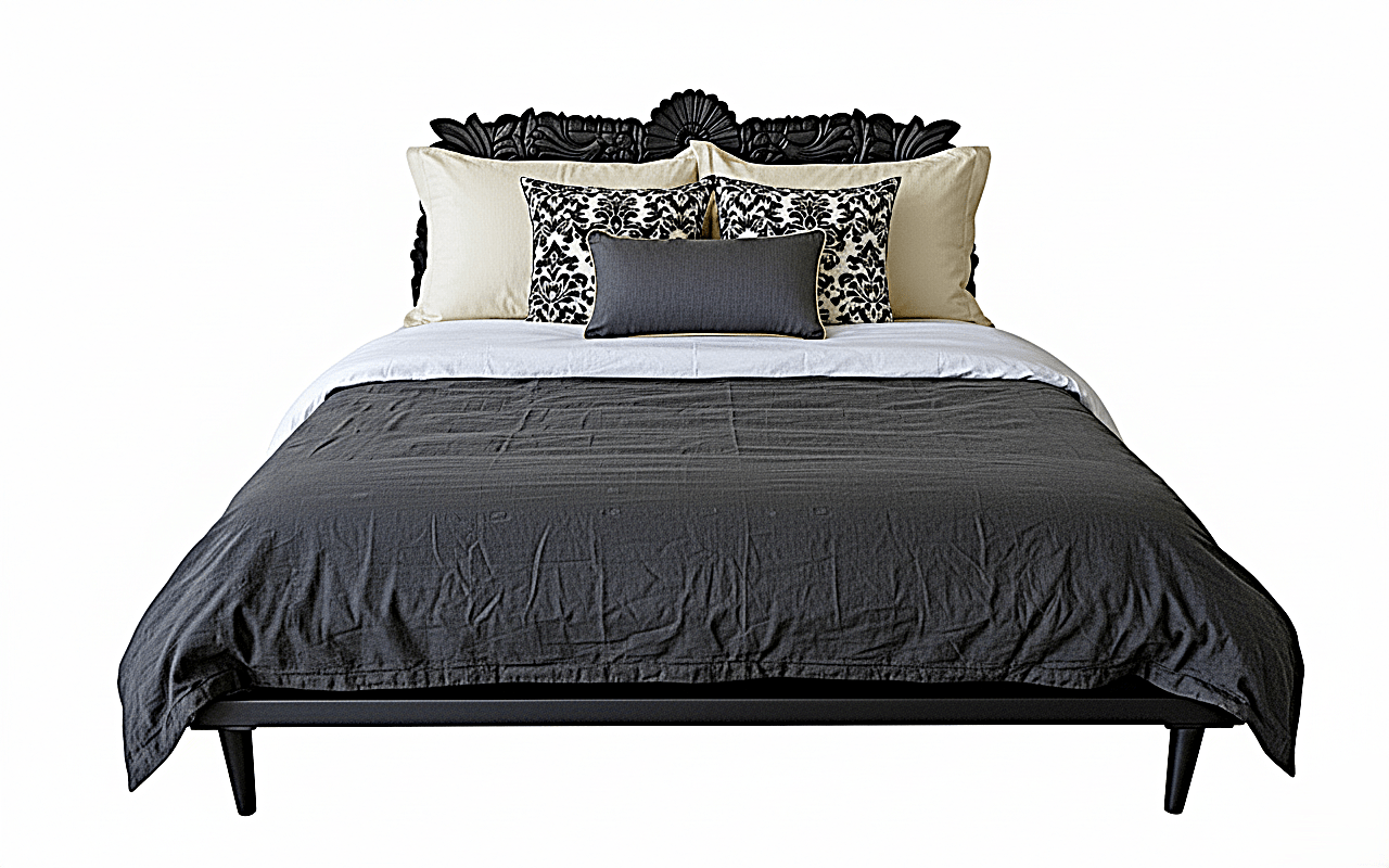 Bohemian Style Hand carved Indian Wooden Floral Platform Bed – handcrafted solid wood furniture