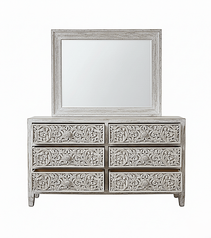 Bohemian Style Hand carved Indian Wooden Floral Platform Bed – handcrafted solid wood furniture