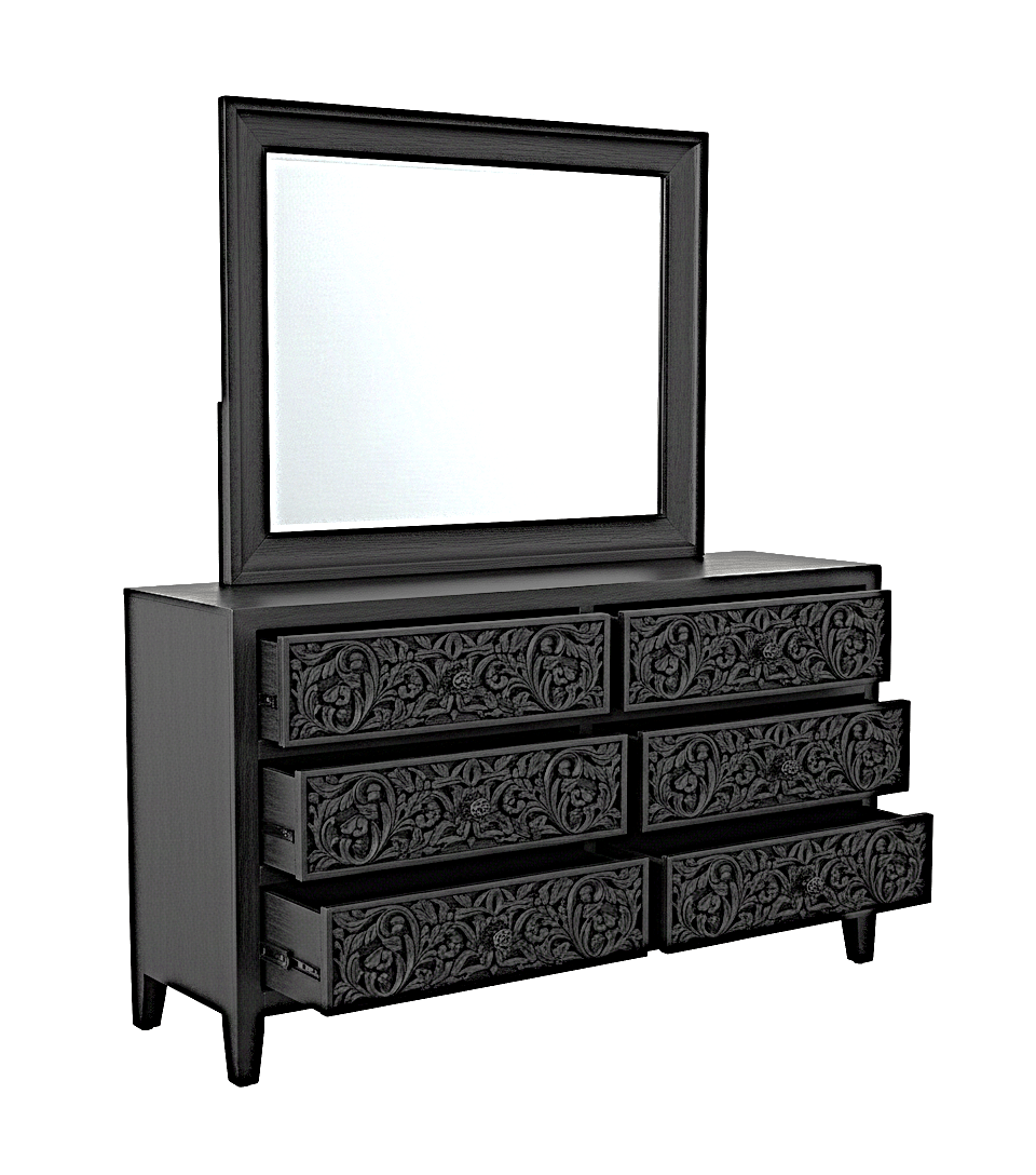 Bohemian Style Hand carved Indian Wooden Floral Platform Bed – handcrafted solid wood furniture