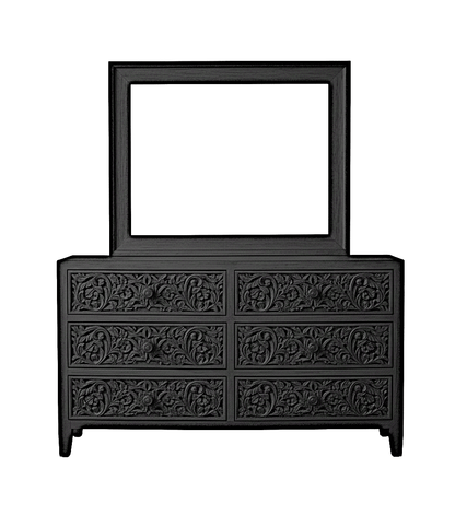 Bohemian Style Hand carved Indian Wooden Floral Platform Bed – handcrafted solid wood furniture