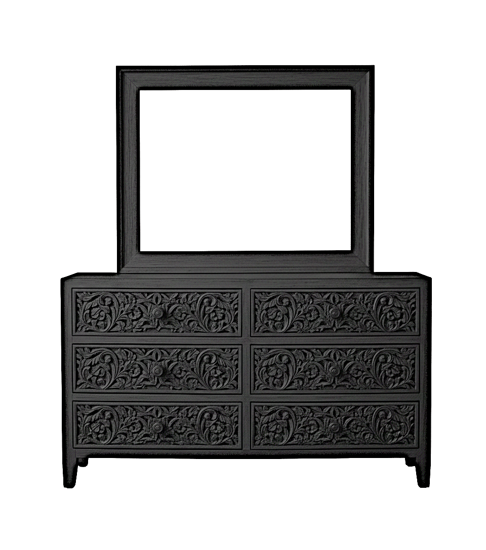 Bohemian Style Hand carved Indian Wooden Floral Platform Bed – handcrafted solid wood furniture