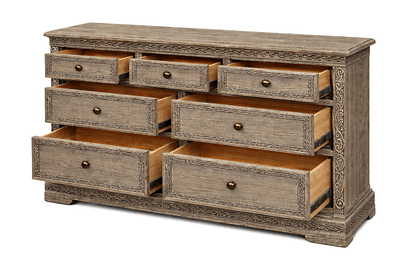 Caelivine Treecrest™ Hand - Carved Solid Wood Dresser – handcrafted solid wood furniture