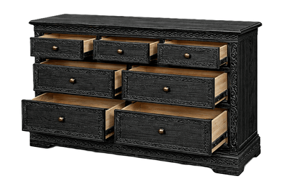 Caelivine Treecrest™ Hand - Carved Solid Wood Dresser – handcrafted solid wood furniture