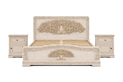 Caelivine Treecrest™ Hand - Carved Solid Wood Nightstand – handcrafted solid wood furniture