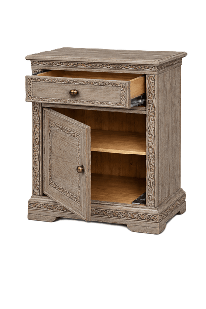 Caelivine Treecrest™ Hand - Carved Solid Wood Nightstand – handcrafted solid wood furniture