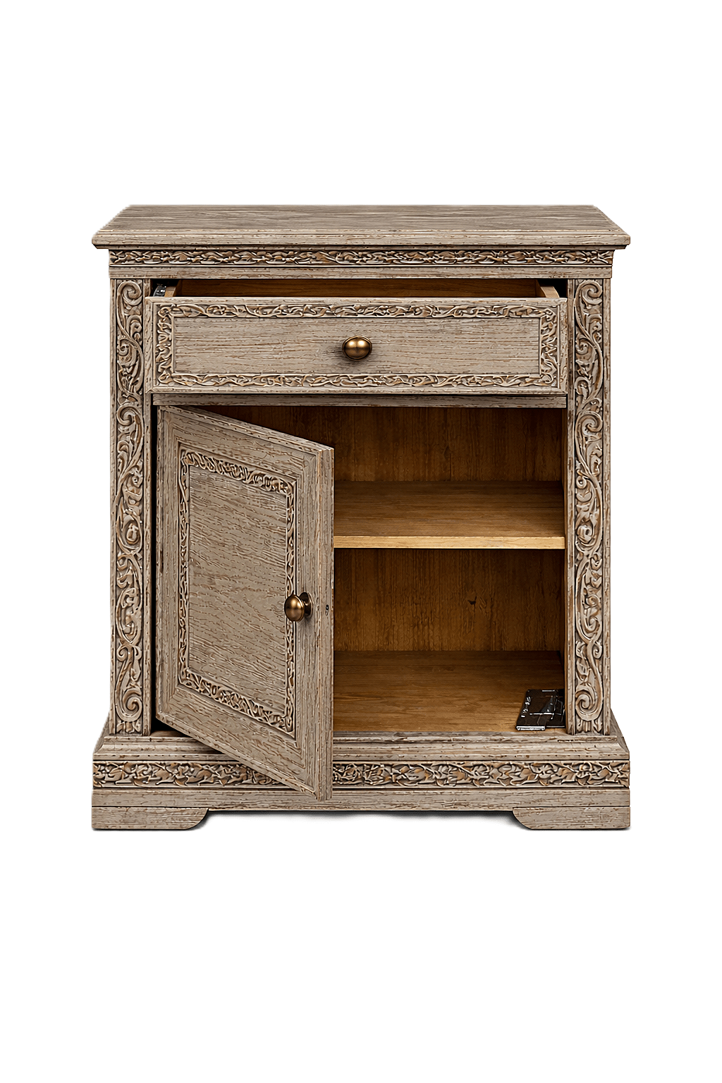 Caelivine Treecrest™ Hand - Carved Solid Wood Nightstand – handcrafted solid wood furniture