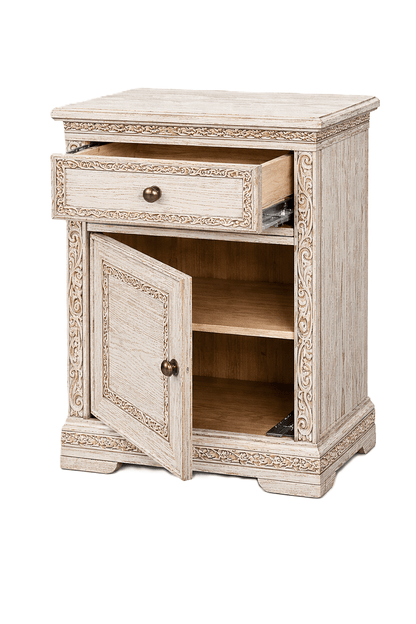 Caelivine Treecrest™ Hand - Carved Solid Wood Nightstand – handcrafted solid wood furniture
