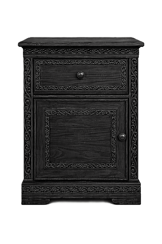 Caelivine Treecrest™ Hand - Carved Solid Wood Nightstand – handcrafted solid wood furniture