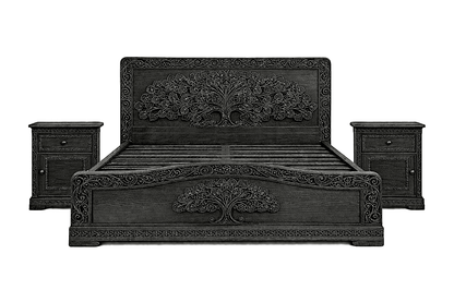 Caelivine Treecrest™ Hand - Carved Solid Wood Nightstand – handcrafted solid wood furniture