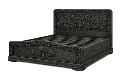 Caelivine Treecrest™ Hand - Carved Solid Wood Platform Bed & Bedroom Collection – handcrafted solid wood furniture