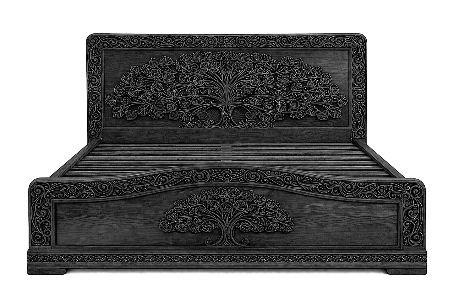 Caelivine Treecrest™ Hand - Carved Solid Wood Platform Bed & Bedroom Collection – handcrafted solid wood furniture