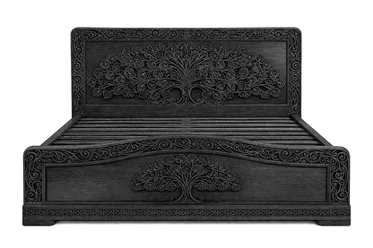Caelivine Treecrest™ Hand - Carved Solid Wood Platform Bed & Bedroom Collection – handcrafted solid wood furniture
