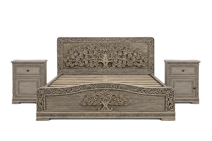 Caelivine Treecrest™ Hand - Carved Solid Wood Platform Bed & Bedroom Collection – handcrafted solid wood furniture