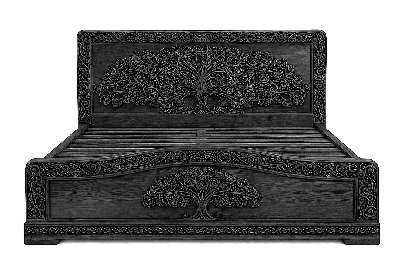 Caelivine Treecrest™ Hand - Carved Solid Wood Platform Bed & Bedroom Collection – handcrafted solid wood furniture