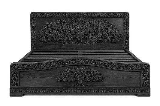 Caelivine Treecrest™ Hand - Carved Solid Wood Platform Bed & Bedroom Collection – handcrafted solid wood furniture
