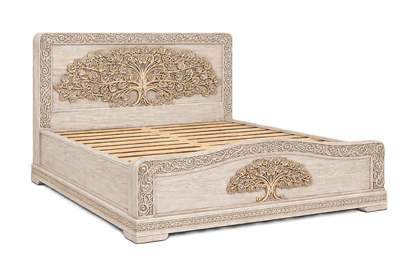 Caelivine Treecrest™ Hand - Carved Solid Wood Platform Bed & Bedroom Collection – handcrafted solid wood furniture