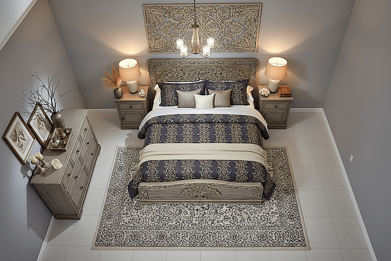 Caelivine Treecrest™ Hand - Carved Solid Wood Platform Bed & Bedroom Collection – handcrafted solid wood furniture