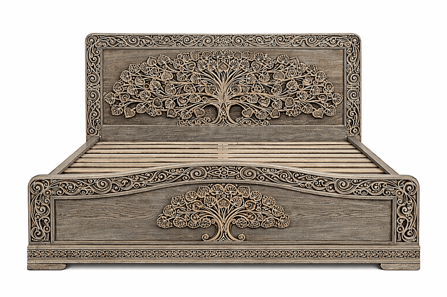 Caelivine Treecrest™ Hand - Carved Solid Wood Platform Bed & Bedroom Collection – handcrafted solid wood furniture