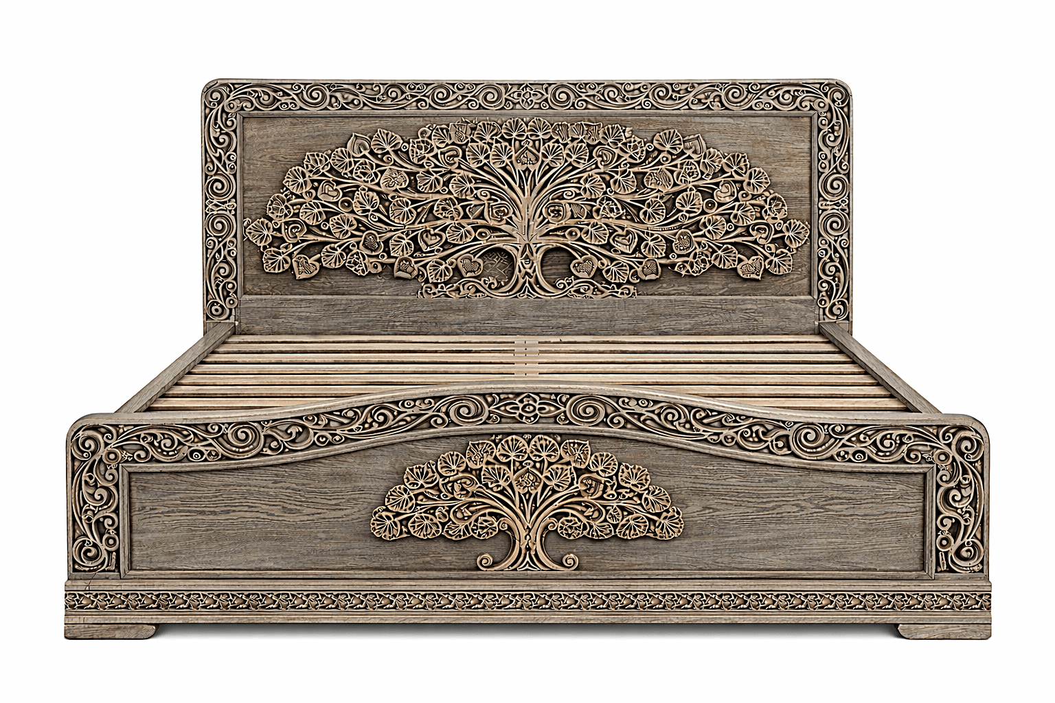 Caelivine Treecrest™ Hand - Carved Solid Wood Platform Bed & Bedroom Collection – handcrafted solid wood furniture