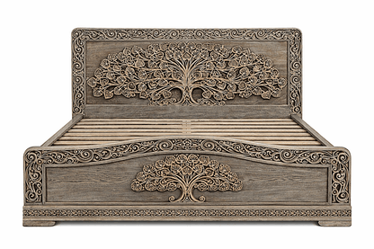 Caelivine Treecrest™ Hand - Carved Solid Wood Platform Bed & Bedroom Collection – handcrafted solid wood furniture