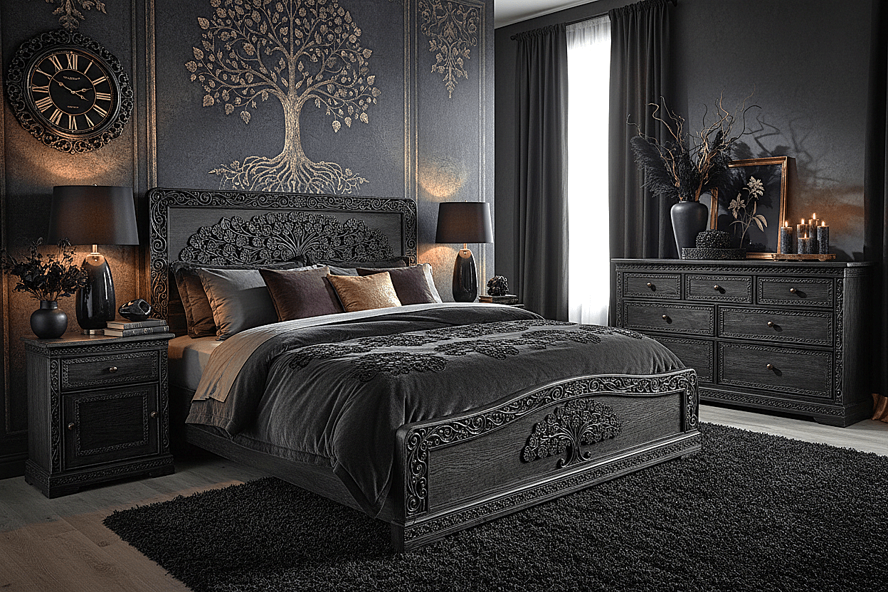 Caelivine Treecrest™ Hand - Carved Solid Wood Platform Bed & Bedroom Collection – handcrafted solid wood furniture