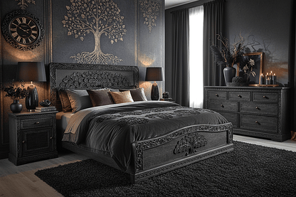Caelivine Treecrest™ Hand - Carved Solid Wood Platform Bed & Bedroom Collection – handcrafted solid wood furniture
