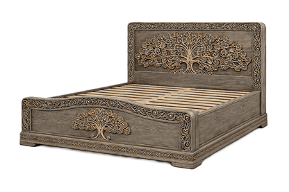 Caelivine Treecrest™ Hand - Carved Solid Wood Platform Bed & Bedroom Collection – handcrafted solid wood furniture