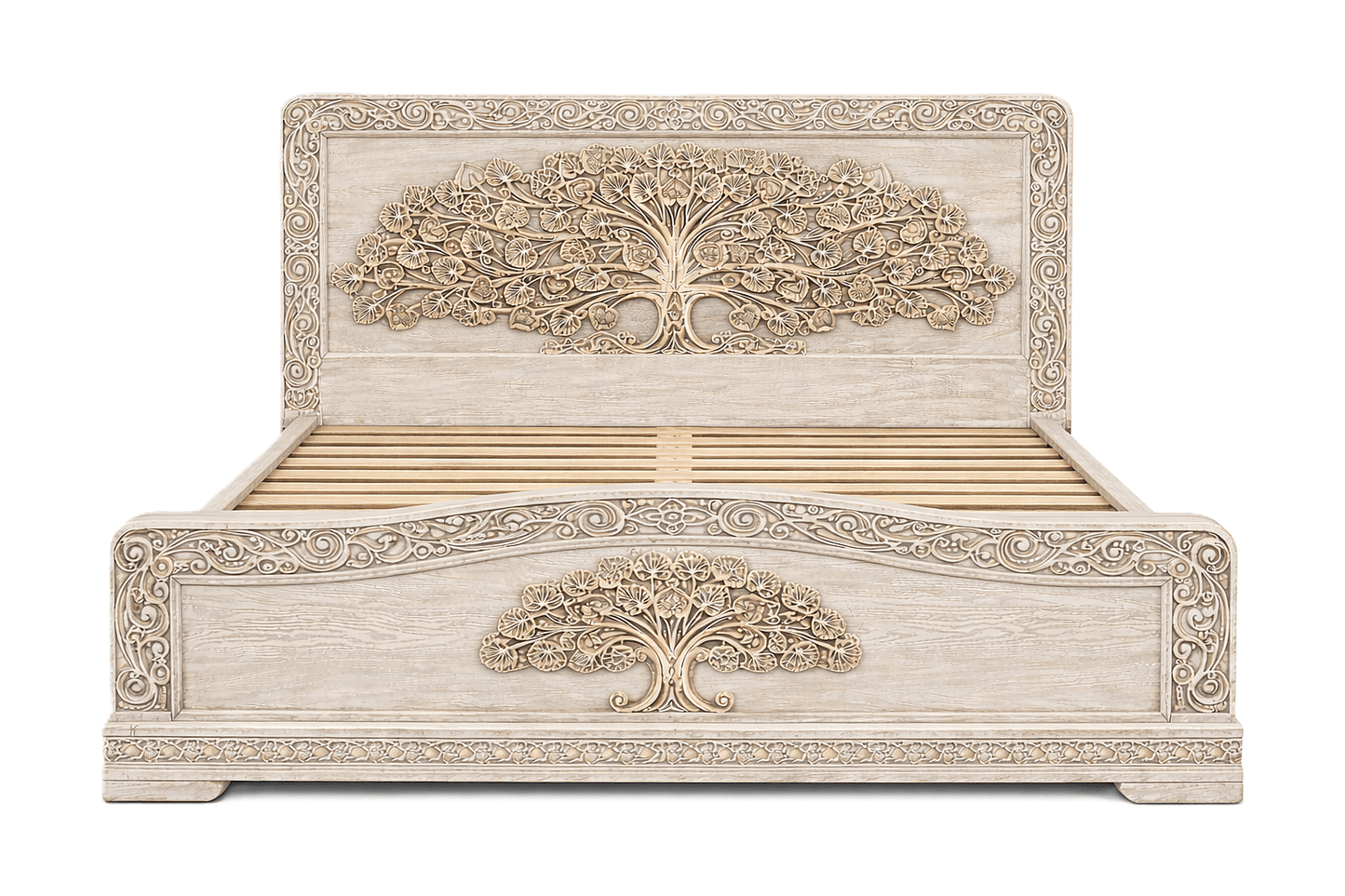 Caelivine Treecrest™ Hand - Carved Solid Wood Platform Bed & Bedroom Collection – handcrafted solid wood furniture