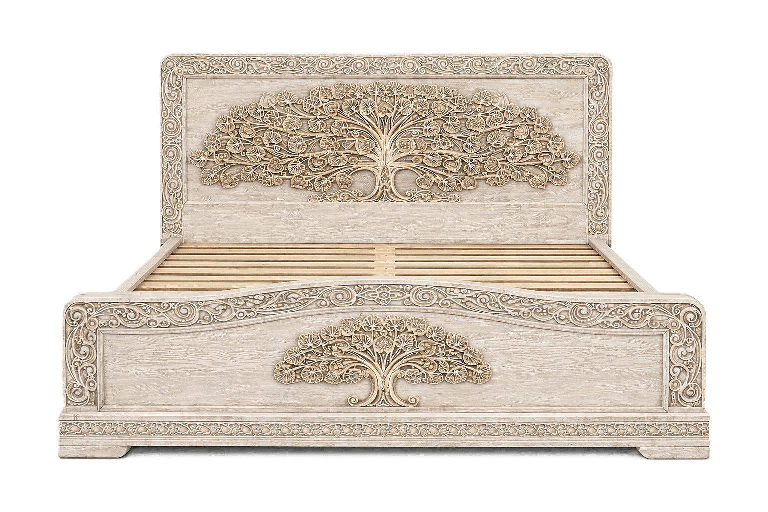 Caelivine Treecrest™ Hand - Carved Solid Wood Platform Bed & Bedroom Collection – handcrafted solid wood furniture