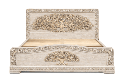 Caelivine Treecrest™ Hand - Carved Solid Wood Platform Bed & Bedroom Collection – handcrafted solid wood furniture