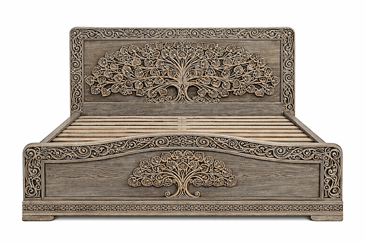 Caelivine Treecrest™ Hand - Carved Solid Wood Platform Bed & Bedroom Collection – handcrafted solid wood furniture