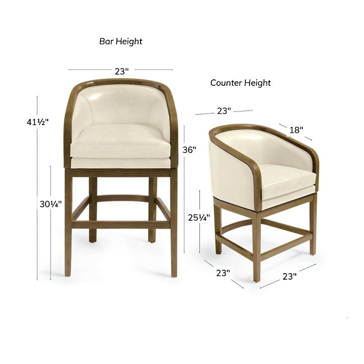 Caelum Wood and Leather Combined Bar and Counter Stool – handcrafted solid wood furniture